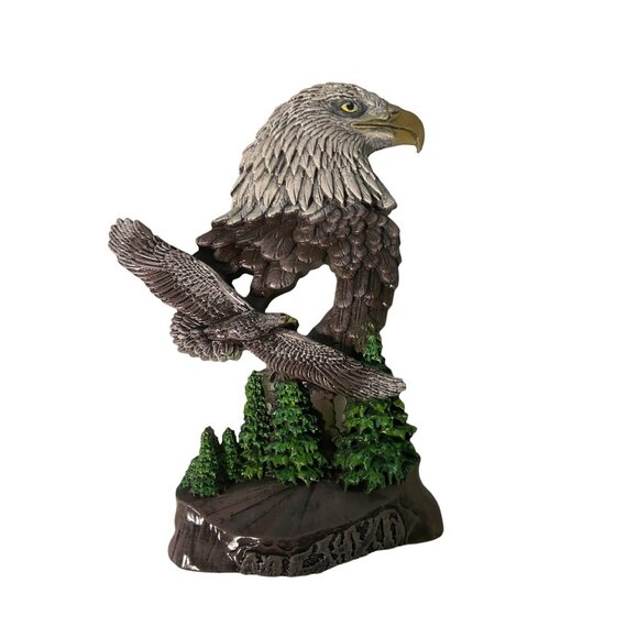 Handcrafted Ceramic Casting Resin American Eagle Wall Decor Mountains and Trees - Picture 2 of 8